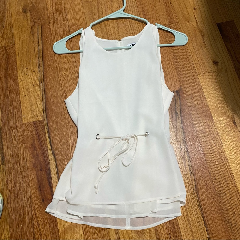 Express - white blouse top with waist tie